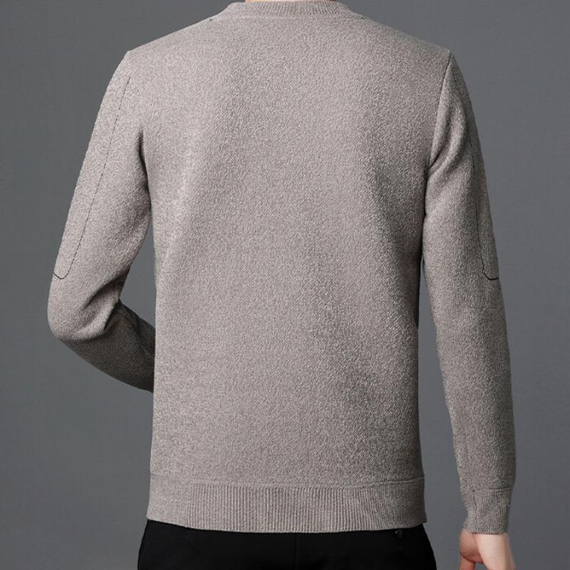 Zimní nový svetr pánský svetr s kulatým výstřihem a sametem zateplená jehla tkaný svetr pánský spodní kabát top oblečení