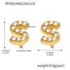 Qiong Yao 26-Letter Zircon Inlaid Jewelry Set: Gold-Plated Titanium Steel Necklace, Bracelet, Ring, and Stud Earrings.