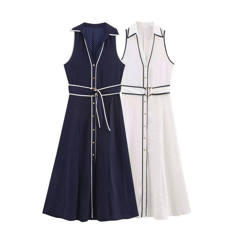 Zbzr Spring New Women Clothes Western Style French Style Fashion Temperament Polka Dot Shirt Style Dress 3689750