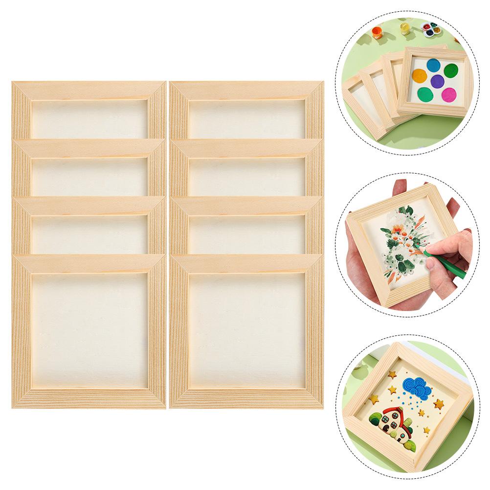 Clay Picture Frame Photo Wood DIY Frames Blank Children Wooden for Kids Painting