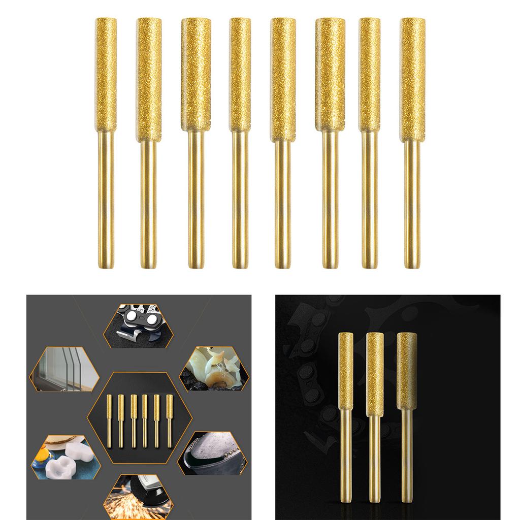 Diamond Cylindrical Burr 4/4.8/5.5mm Chainsaw Sharpener Stone File Chain Saw Sharpening Carving Grinding Power Tools Kit