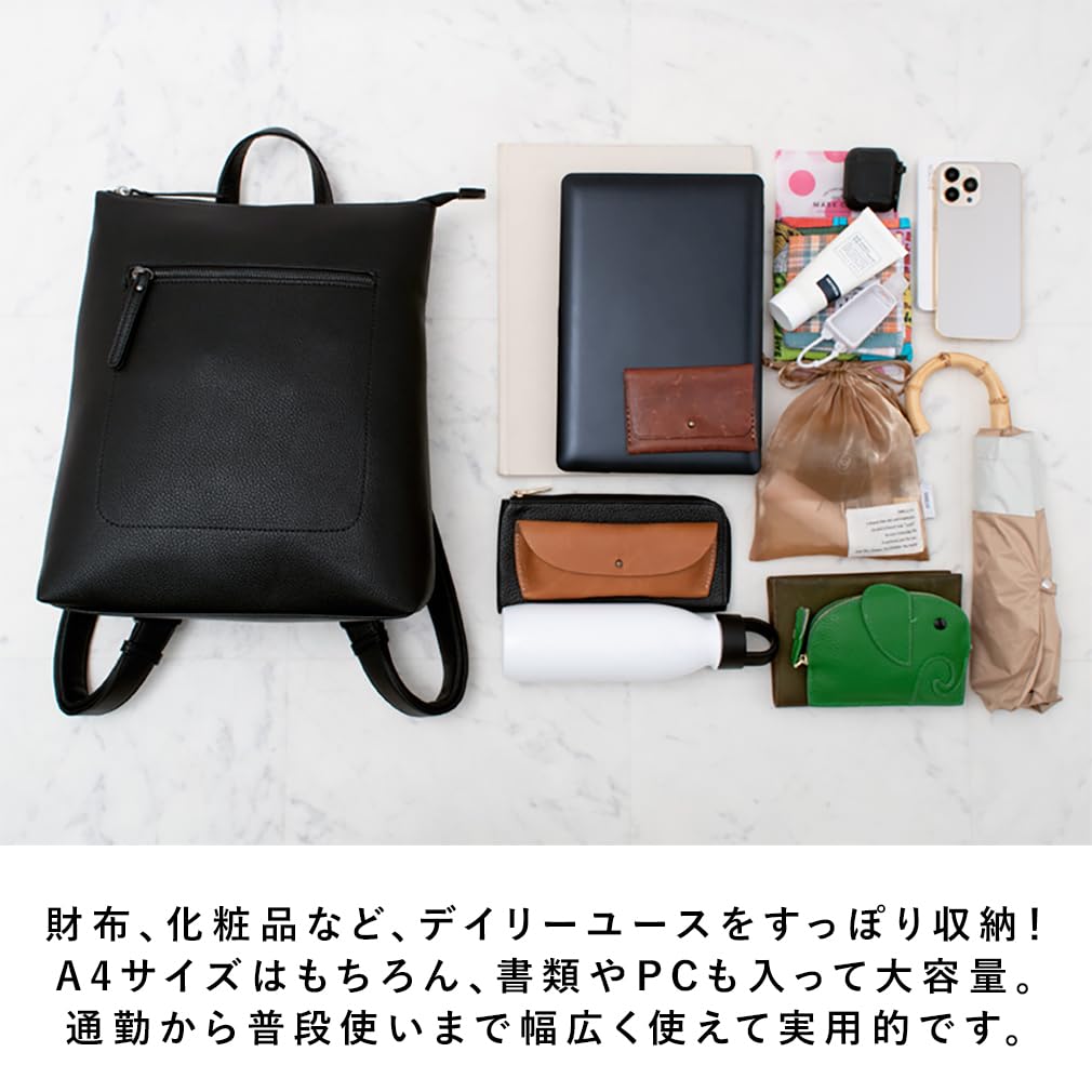 VITAFELICE Damen Rucksack mit Fronttasche inb-10082p (Hellgrau)