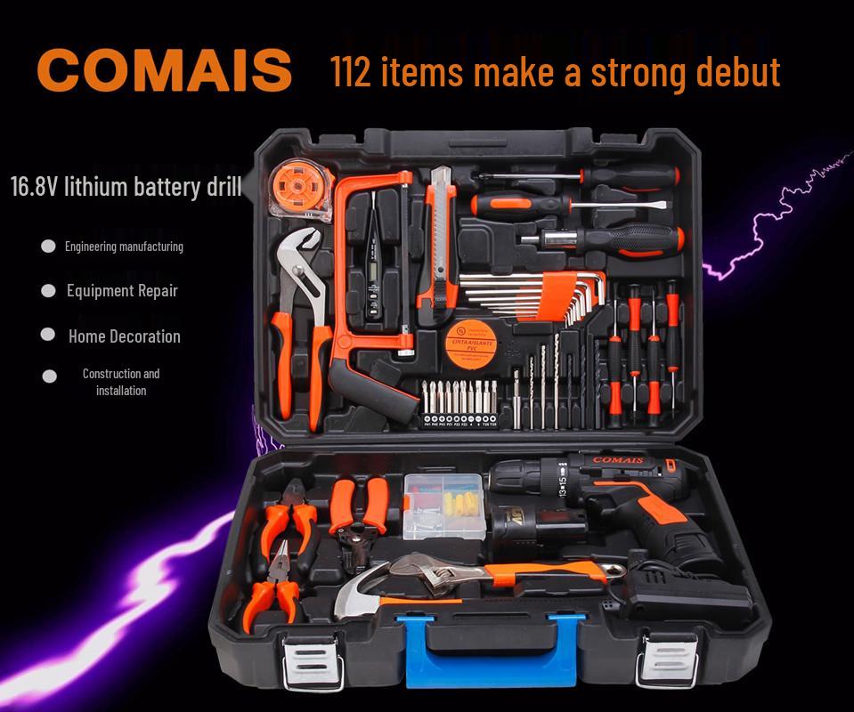 Cordless Drill & Electric Screwdriver Set with Lithium Battery - Complete Hardware Toolbox & Power Tools Gift Set