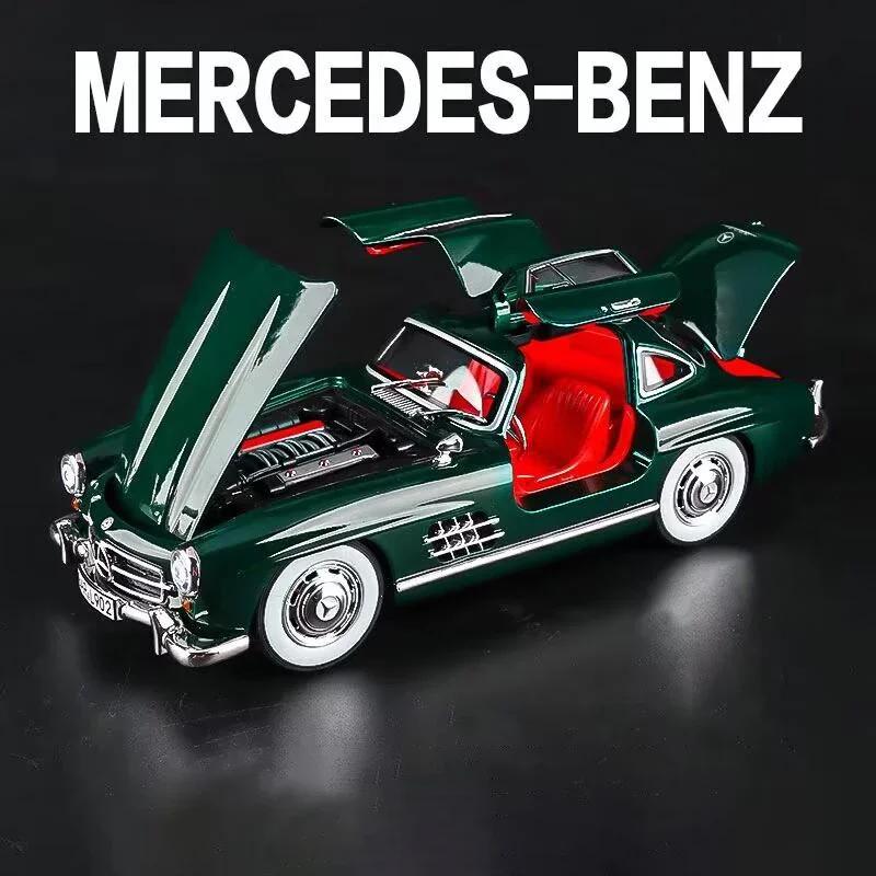 1:24 Mercedes 300SL Alloy Classic Vintage Car Model Car Model Diecast Metal Pull Back Sound Light Car For Children Gift