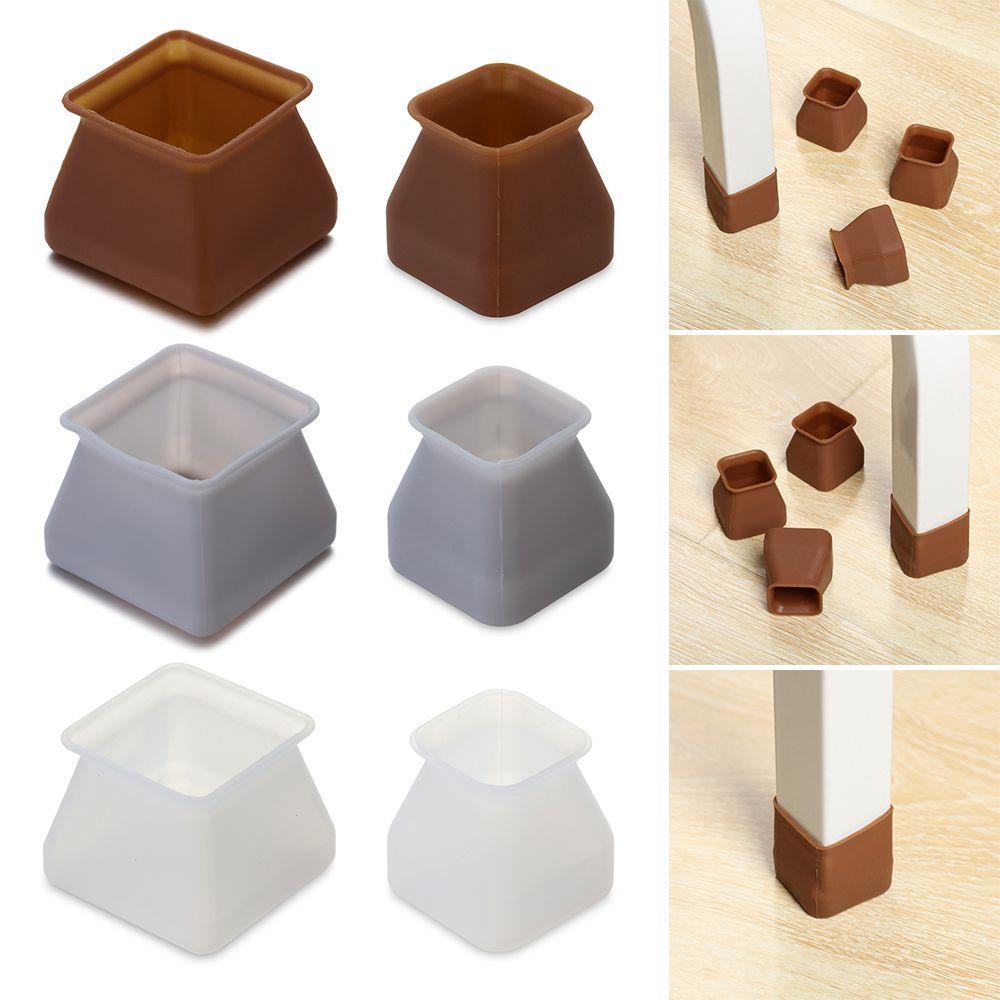 Floor Protectors Brown Color White Grey Chair Leg Caps Silicone Table Cover Square