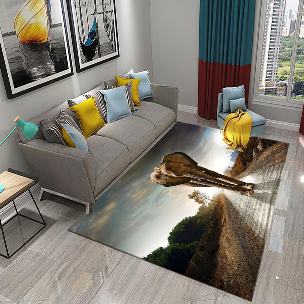 African Elephant Carpet African Animal Rugs for Living Room Bedroom Dining Kitchen Office Bathroom Non-Slip Large Decor Carpet