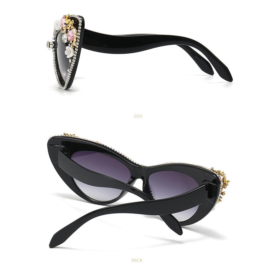 Luxury Diamond Cat Eye Sunglasses Women Vintage Designer Trendy Big Frame Crystal Rhinestone Sun Glass