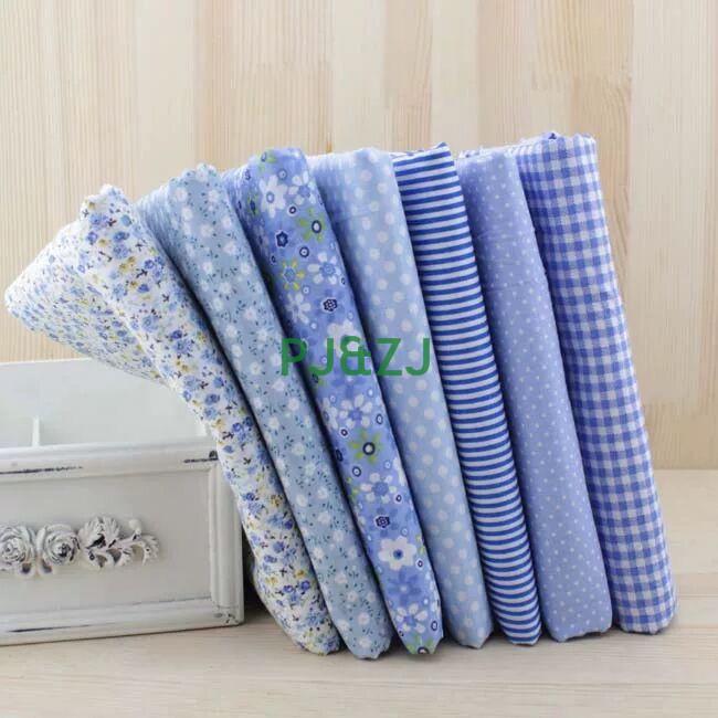 7-Color Patchwork Fabric Set: Plain, Floral, Gingham, Polka Dot, Handmade DIY Cotton