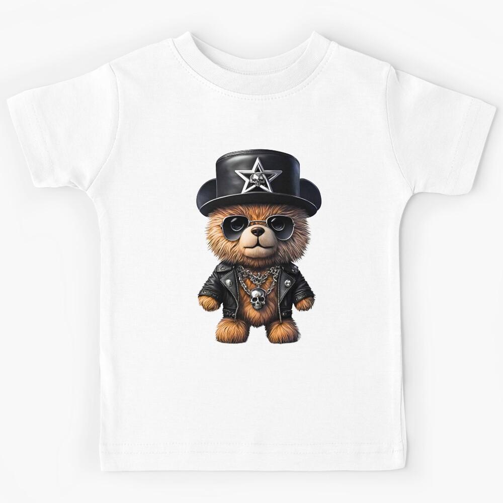 Heavy Metal Teddy Bear in Leather - Perfect for Metalheads Kids T-Shirt 120