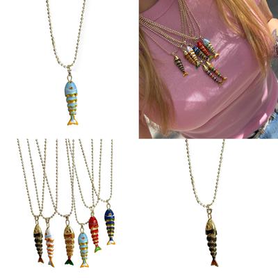 Stilvolle Fisch-Halskette mit Meeresmotiv, Benutzerfreundliche Kupfer-Schlüsselbein-Kette, Schmuck für den täglichen Gebrauch, Mehrere Farboptionen