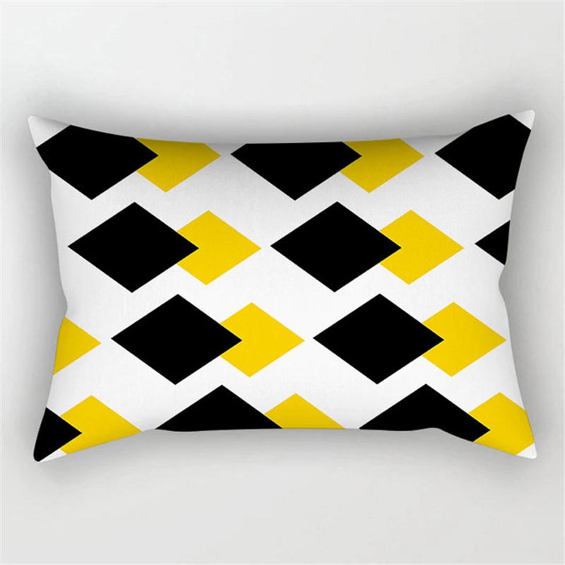 XUNYU Rectangular Polyester Print Pillowcase Yellow Geometry Home Cushion Cover Waist Pillowcase Car Chair Pillow Cover CE02