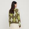 Elva' Island Women's Color-Block Rhombus Knit Cardigan