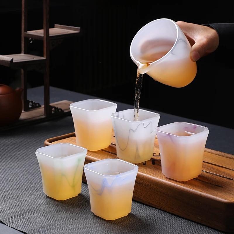 Sifang Glazed Master Cup Single Cup Personal Special Tea Drinking Cup Kung Fu Tea Set Household Men and Women Water Cup
