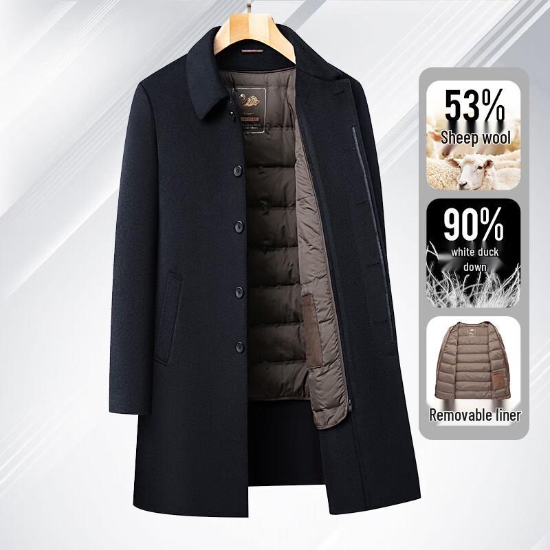 

Мужское полупальто из шерсти средней длины со съемной подкладкой из пуха 195