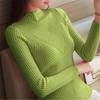 Long Sleeved Autumn Bottoming Spring Knitted Sweater Women Casual Laciness Mock Neck Tight Fit Pullover Top