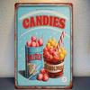 1pc Vintage Candy Jar Metal Wall Sign Rustic Blue Iron Retro Decor Unframed Weatherproof