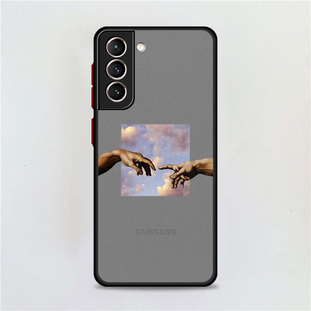 Flowers Heart Matte Case For Samsung Galaxy S22 S20 S21 FE S10 S9 Plus S8 Capa Note 20 Ultra 10 Lite Phone Fundas