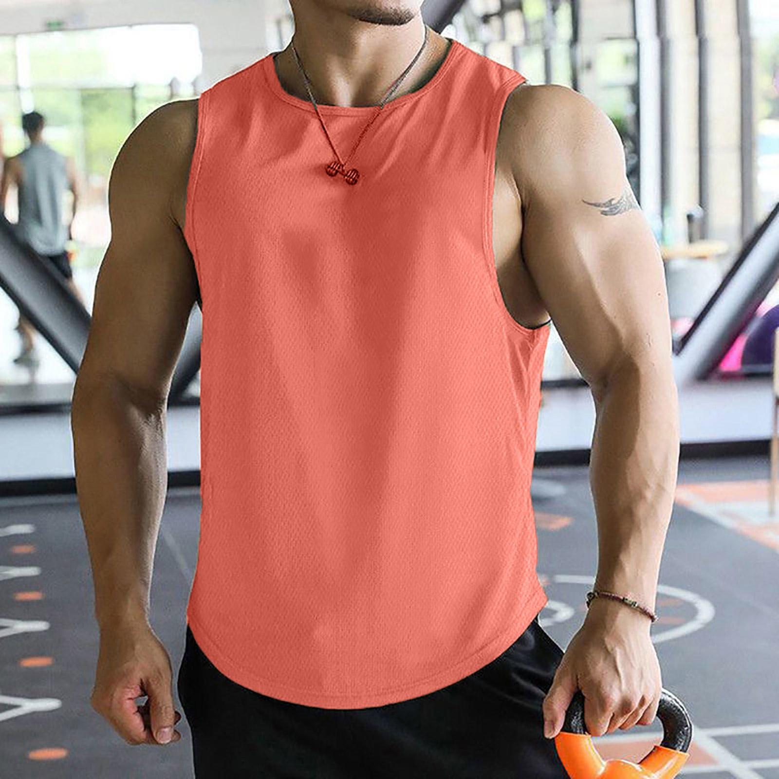 

Мужская быстросохнущая майка для тренировок, футболка для тренировок в тренажерном зале, футболка без рукавов для фитнеса, бодибилдинга M розовый