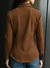 2025 European & American Retro Artistic Deerskin Velvet Long-Sleeve Shirt for Women