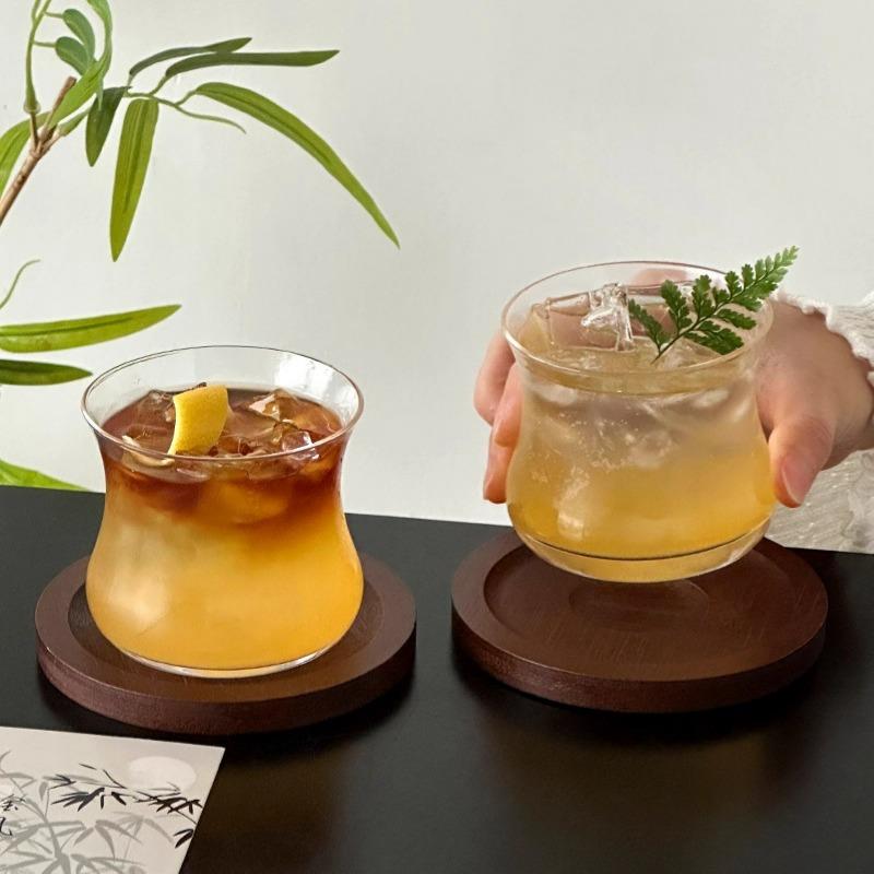Reverse-mouthed Tulip Glass Cup,Simple Transparent Whiskey Glass Cups,Creative Specialty Mixed Juice Glasses Cup,Bar Cafe Tools