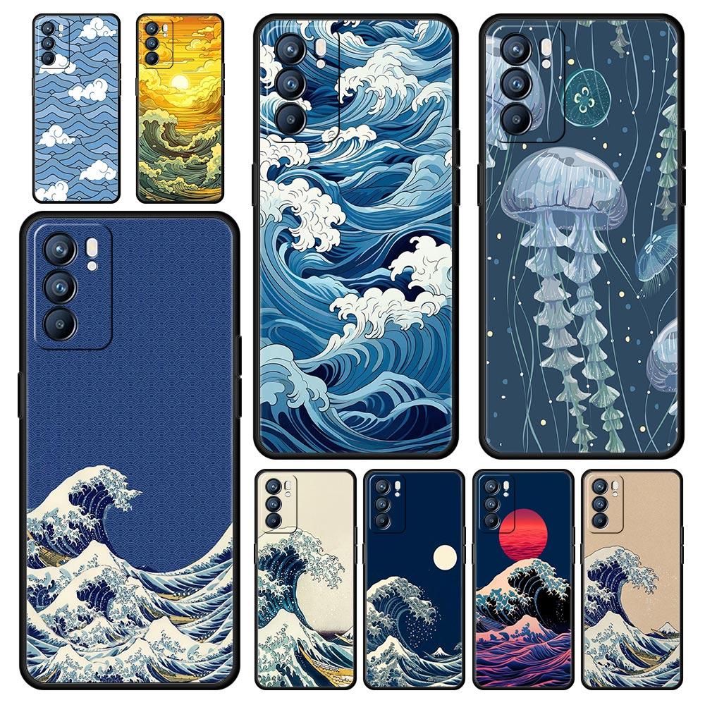 Fashion Great Blue Wave Phone Case For Oppo Reno13 Reno12 Reno11 F Reno10 Pro A54 5G Find X5 A53 A52 A9 A17 4G A79 A80 A98 Cover