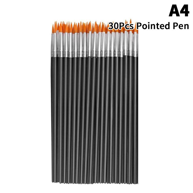 30/100Pcs Acrylic Painting Brushes Set Round Flat Hair Nylon Hair Paint Brush For Kid Artists Watercolor Oil Painting Brushes