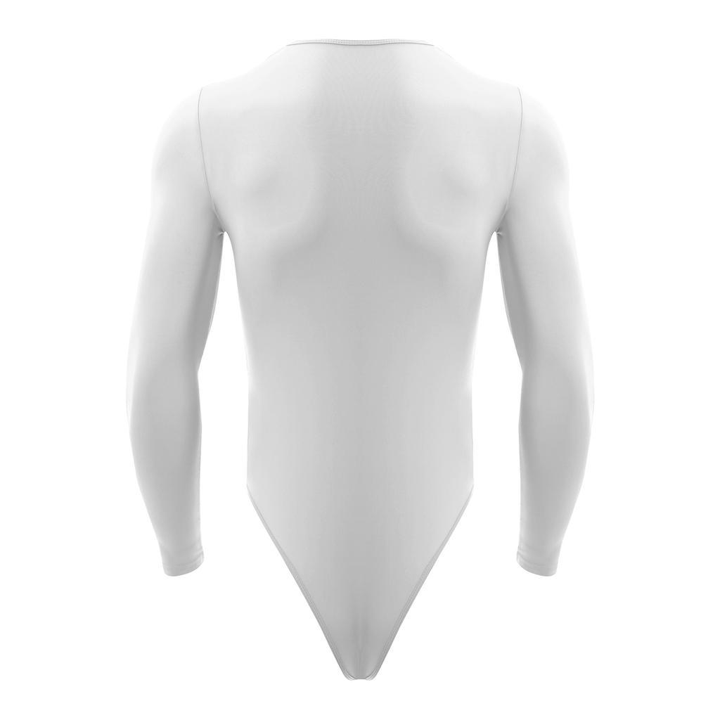 Body cu Mânecă Lungă pentru Bărbați, Piesă Unică, Leotard, Design cu Gât Rotund, Nasturi Presați, Imbrăcăminte Casual la Modă