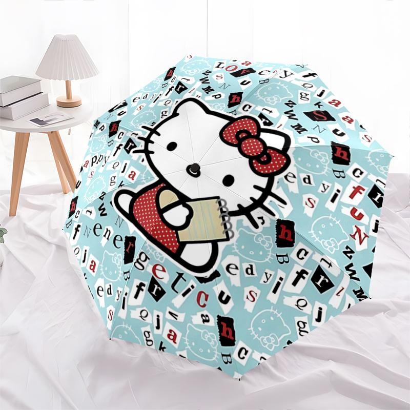 

1pc Hello Kitty Automatic Folding Umbrella - Portable 3-Fold Design, 8-Rib Iron Frame Outdoor Umbrella, Perfect Gift for Fans, Travelers, Everyday Use