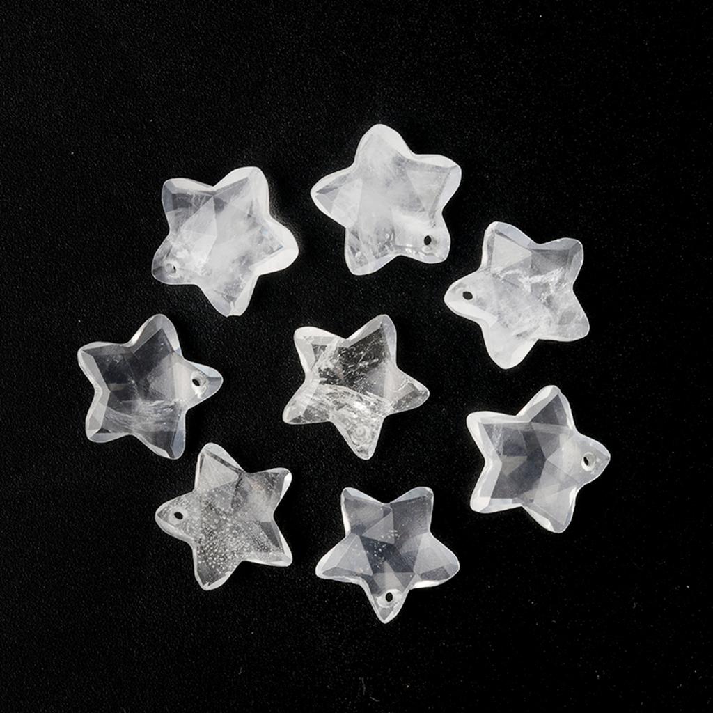 8Pcs/Pack Faceted Natural Stone Beads with Holes Handmade Star Shape Loose Beads for Jewellery Making DIY Necklace Bracelet Accessories Gifts 14x14mm