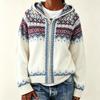 Übergroßer Strickpullover mit Kapuze und Reißverschluss mit Zopfmuster Herbst Winter Lockerer Sitz Baumwollmischung Pullover