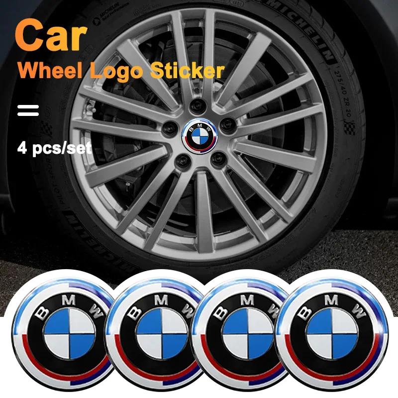For BMW E844PCS For b-BMW M F10 F20 F30 F40 F15 F25 F26 E83 E84 X1 F31 F49 Car Wheel Hub Cap Center Sticker Emblem Badge Decal Accessories