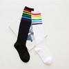 1Pair Thigh High Socks Over Knee  Stripe Girls Football Socks Black 