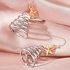 Moonfan 1 Pair Christmas Creative Multi-Layer Spring Five-Pointed Star Earrings, Fashionable Christmas Tree Stud Earrings