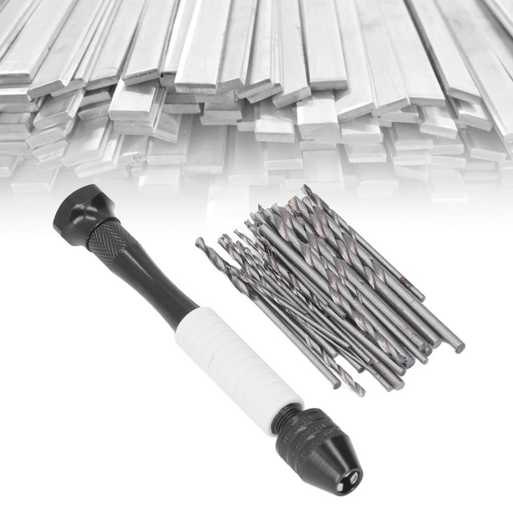 48PCS HSS Micro Twist Bits Pin Vise Hand Drill ABS Twist Drills Mini Hand Drill  Wood Drilling