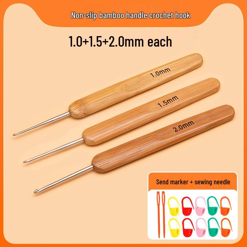 Carbonized Bamboo Crochet Yarn & Knitting Tool Set with Extra-Fine Old-Fashioned Bamboo Handle Set