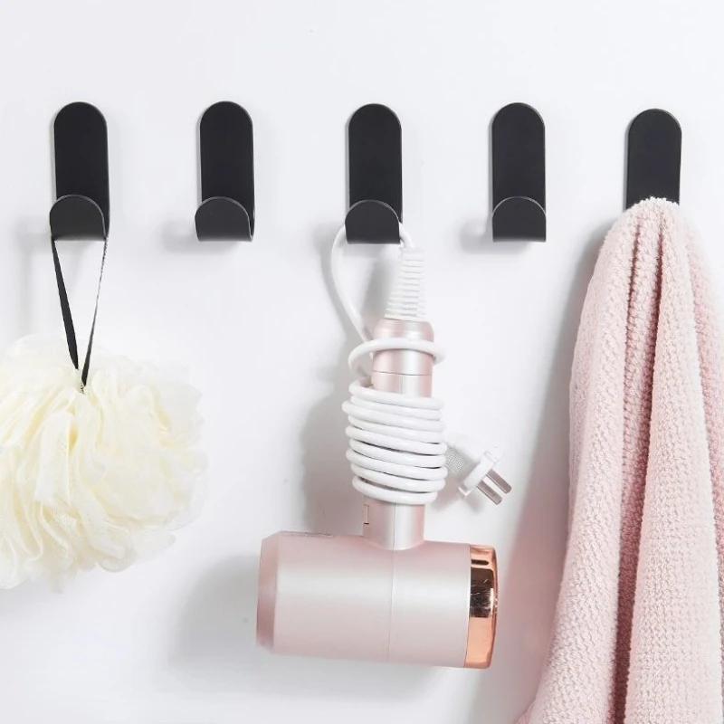 5/10pcs Stainless Steel Self-Adhesive Hooks Waterproof Sticky Hooks Hanging Bathroom Towel Keys Kitchen Bathroom J-type Hook