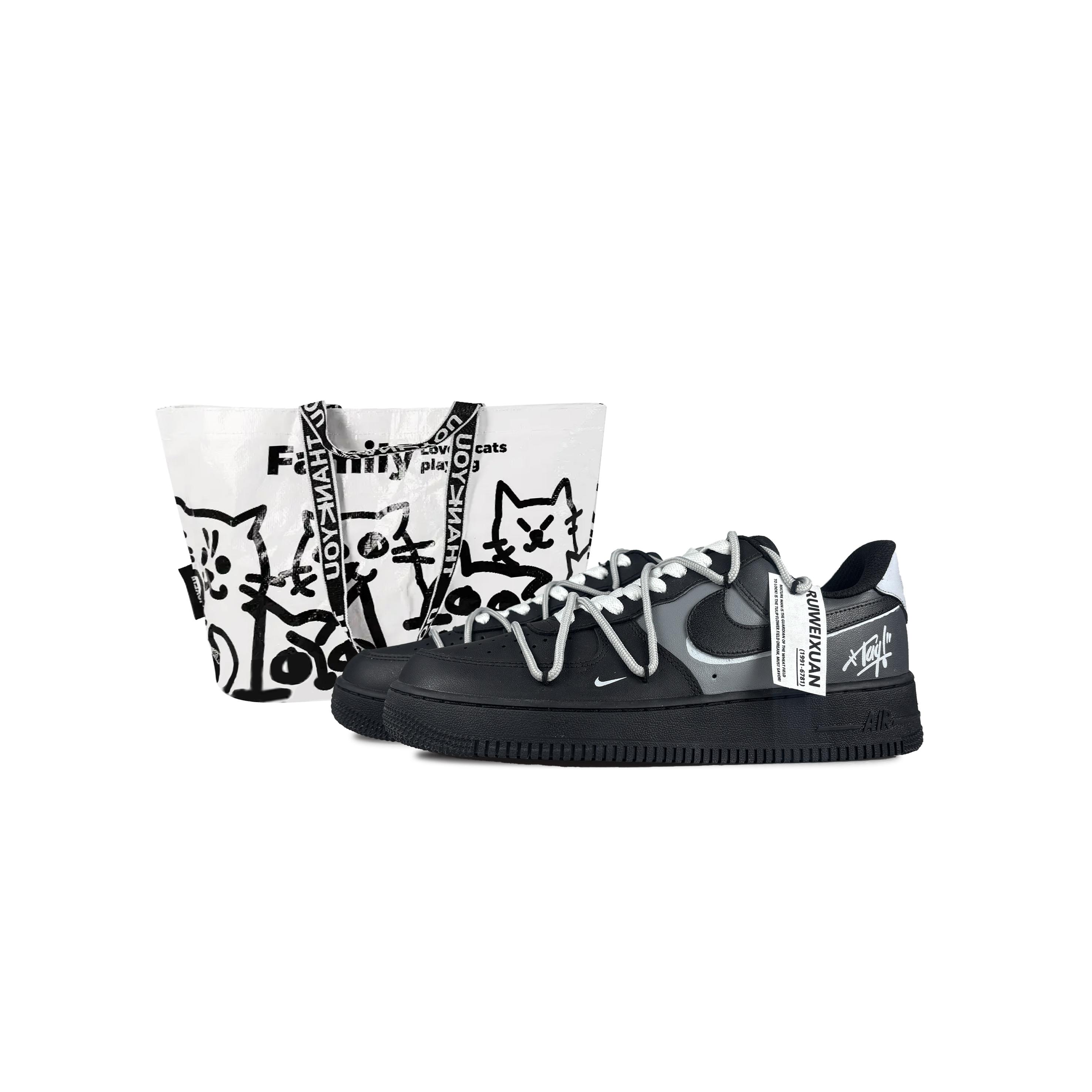 

Nike Air Force 1 Gray Track 2.0 Low top Skateboard Shoes Unisex Black Gray HM9483-001(Team619-2.0BOX) 40