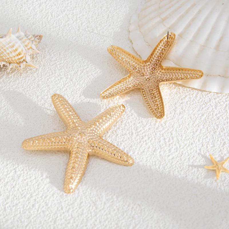 Trendy Gold Color Simulated Starfish Ear Studs Earrings For Women Exquisite Small Star Earring Summer Beach Daily Jewelry