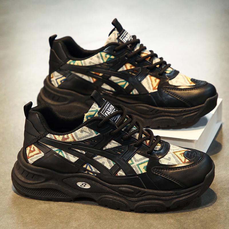 

Men s shoes 2024 new summer breathable sports dad shoes casual running white shoes men s height-increasing student shoes 44 чёрный