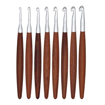 8 Stück Aluminium-Häkelnadeln zum Stricken Ergonomischer Holzgriff Häkelnadeln Garn Bastelwerkzeug zum Häkeln 3,0-7,0 mm
