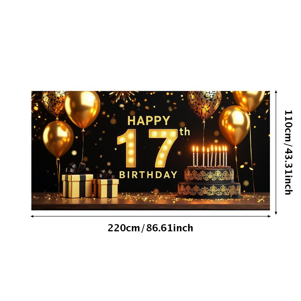 17. Geburtstag Party Hintergrund Banner Rot und Schwarz Ballon Alles Gute zum Geburtstag Fotografie Hintergrund Requisiten Dekorationen Zubehör
