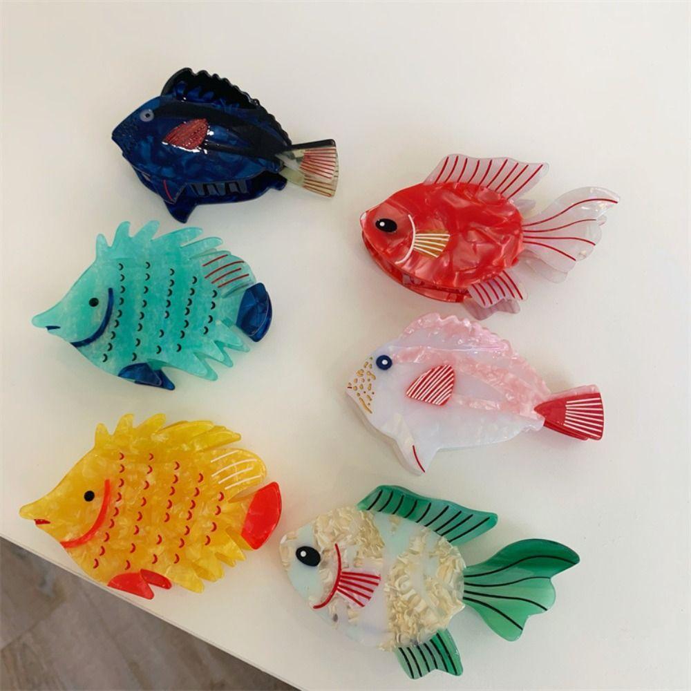 Goldfish Acetate Ocean Animal Hair Claw Colorful Acetic Acid Hairpin Sweet Fish Grab Clip  Vacation