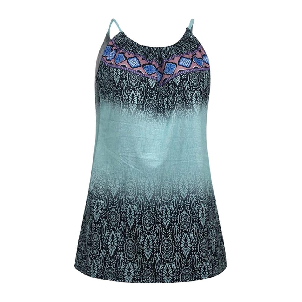 Women Fashion Summer Vest Printing Camisole Loose  Casual Sleeveless Dress