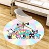 1pc Hello Kitty and Friends Rainbow Background Round Carpet, Made of Polyester,Perfect for Decorating Office Chairs, Living Rooms,fplt184