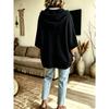 Women's Loose Seven Quarter Sleeves, Hooded Drawstring T-shirt, Batsleeved Top, Outerwear
