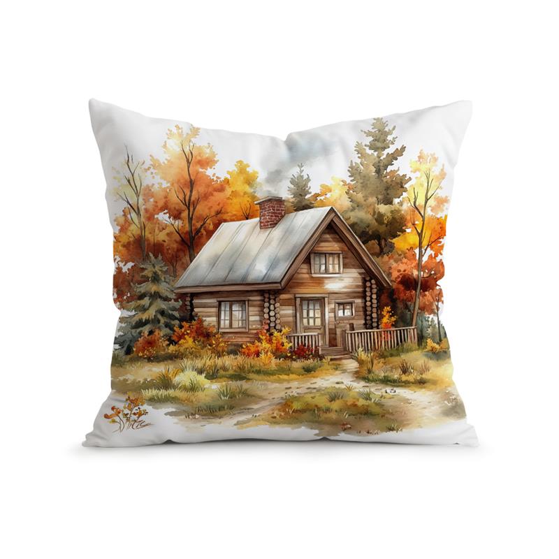 Autumn Themed Cushion Pillowcase Printed 100% Polyester 45X45Cm Throw Pillowcover Decorative Sofa Cushion Pillowslip Home Decor