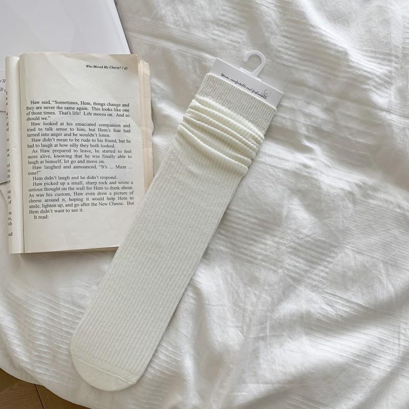 Double Needle Calf Socks Ultra-Thin Stacking Socks Wind Blogger With The Same Soft Korean Vertical Striped Ballet Shoes