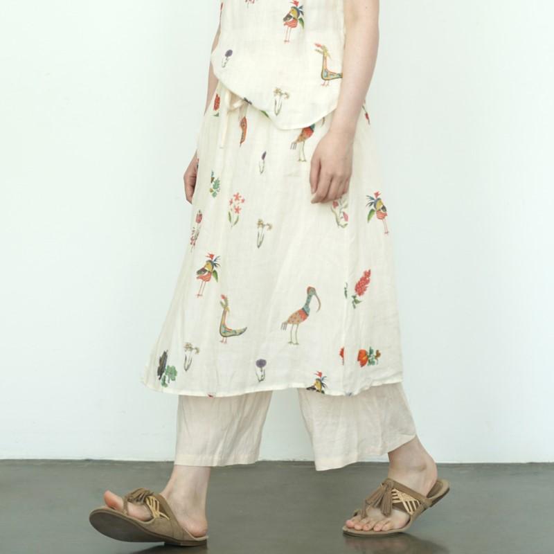 Johnature Women Vintage Print Straight Pants Elastic Waist Loose Patchwork Trousers Summer High Quality Pants