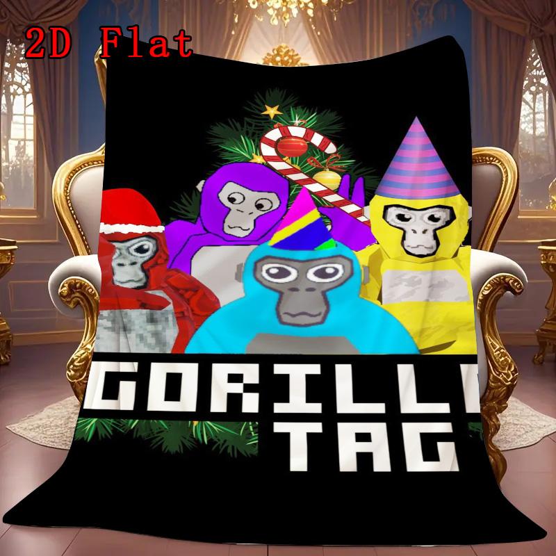 Gorilla Tag Cartoon Print 2D Flat Pattern Flannel Blanket High quality All Seasons Warmth and Comfort Perfect for Christmas Gifts.