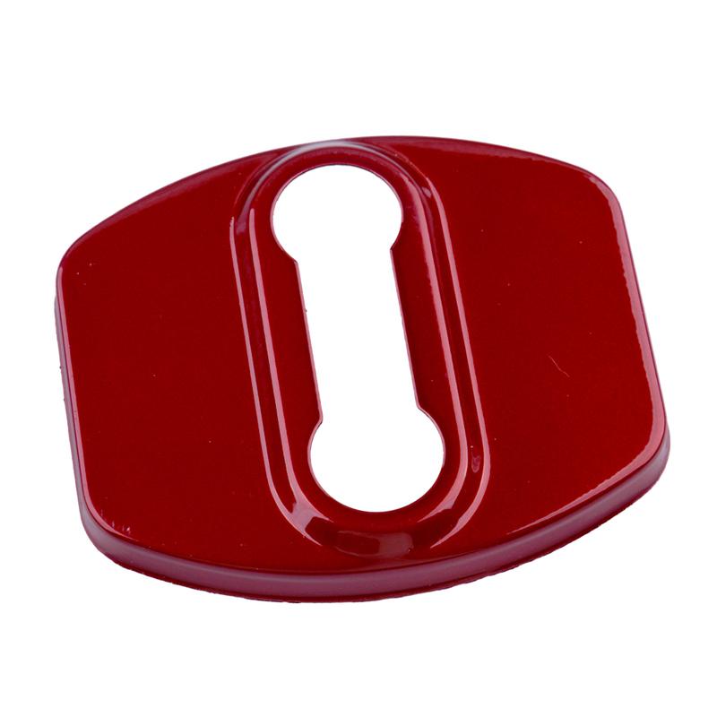 4Pcs Door Lock Latch Buckle Protector Covers Fit for Hyundai Kona EV Santa Fe Ioniq Sonata Kia Soul Sportage Red Stainless Steel